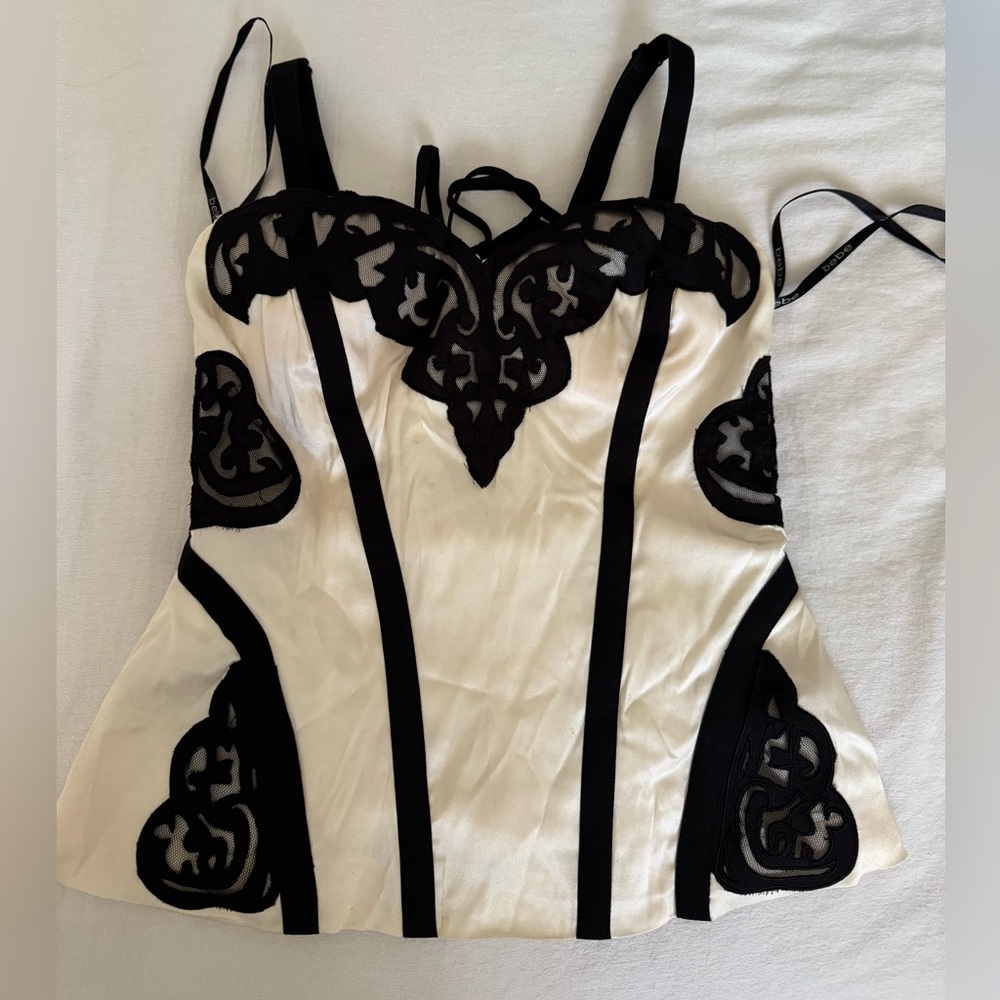 Elegant Bebe Black and Cream corset top